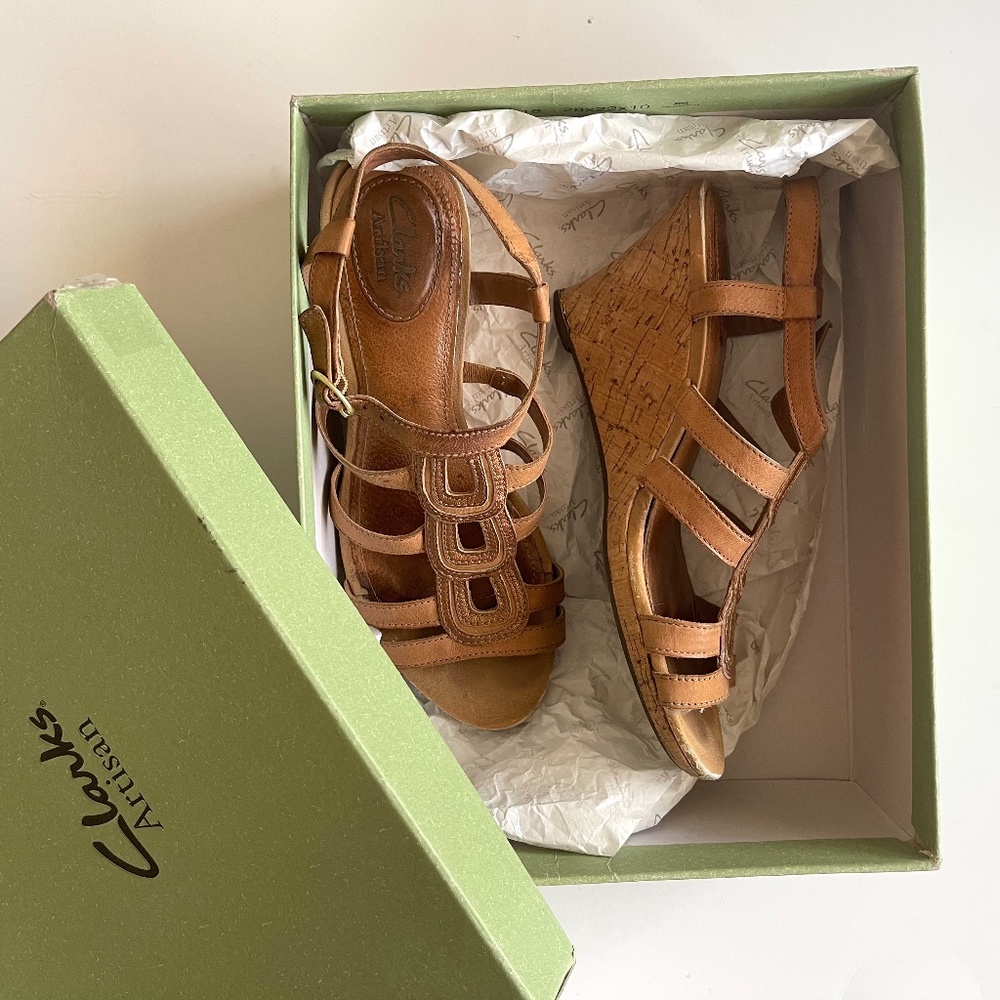 clarks artisan wedge sandals shoes 7